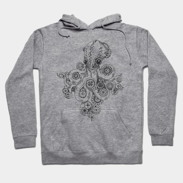 Retro Futurism Steampunk Adventure Octopus 1 Hoodie by EDDArt